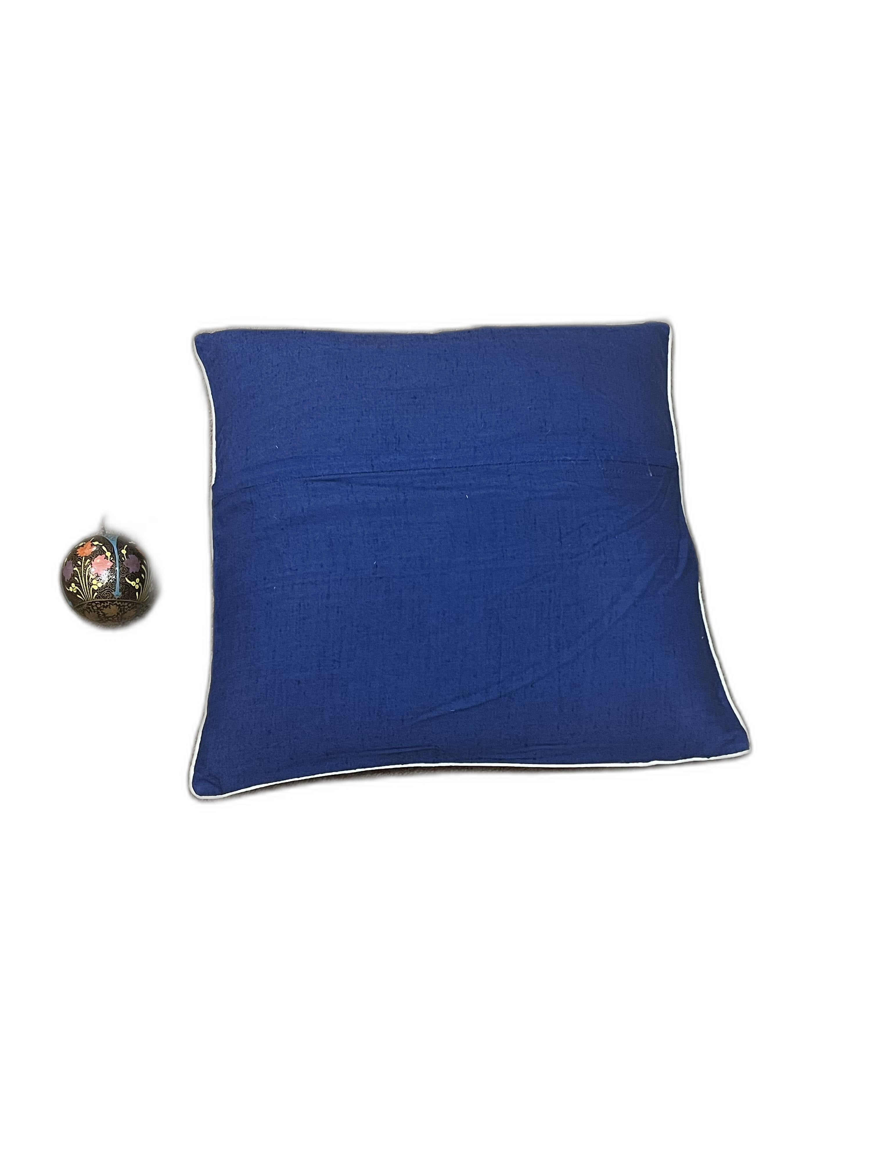 HAND-CRAFTED SUJNI NAVY BLUE CUSHION COVER